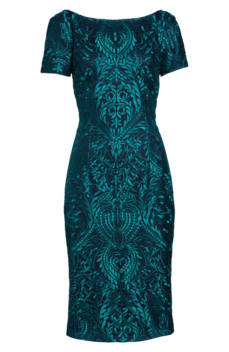 JS Collections Floral Embroidered Cocktail Dress, Alternate, color, 