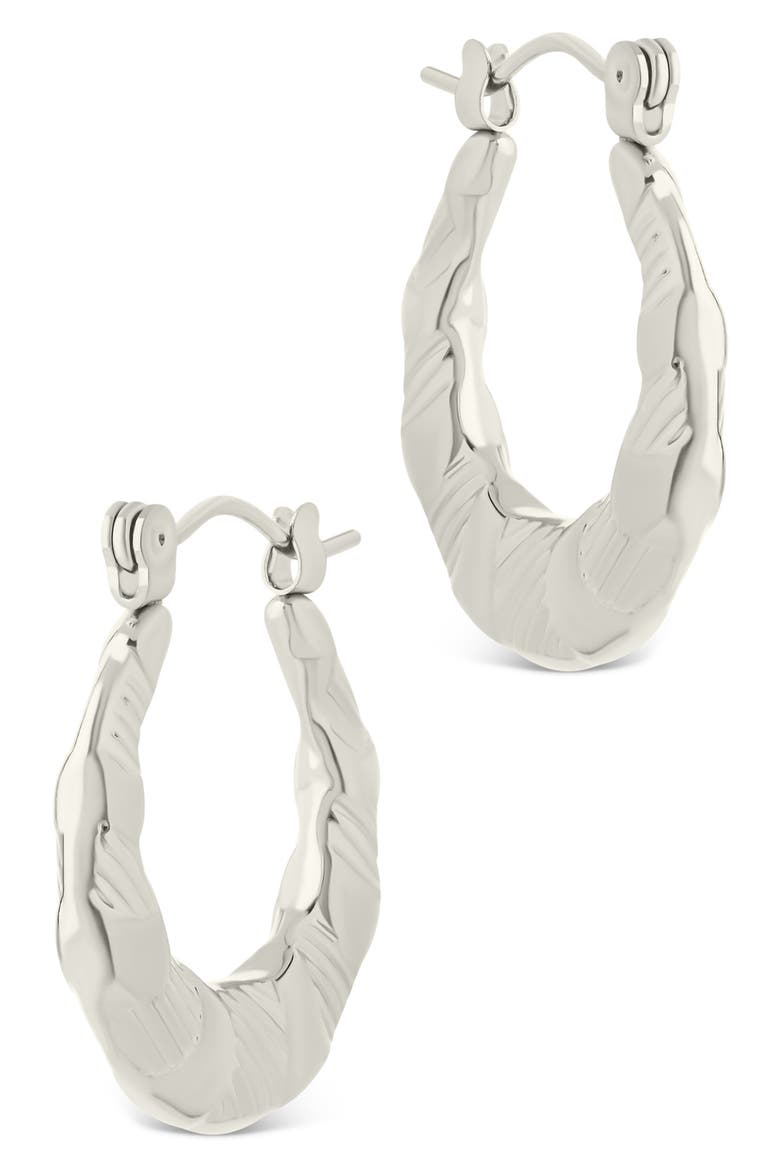 Amaryllis Hammered Hoop Earrings, Alternate, color, SILVER