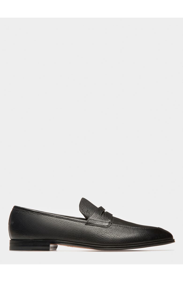 Bally Webb Men's Grained Deer Leather Penny Loafer, Main, color, Black