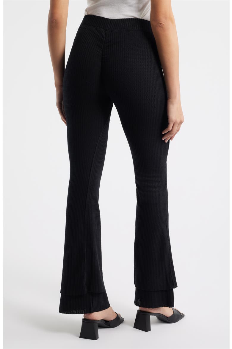 Sugar High Waist Waffle Knit Flare Pants, Alternate, color, BLACK