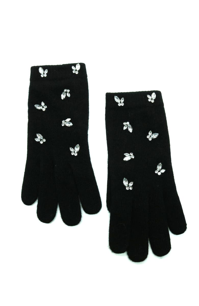 Portolano Cashmere gloves with stones, Main, color, Black