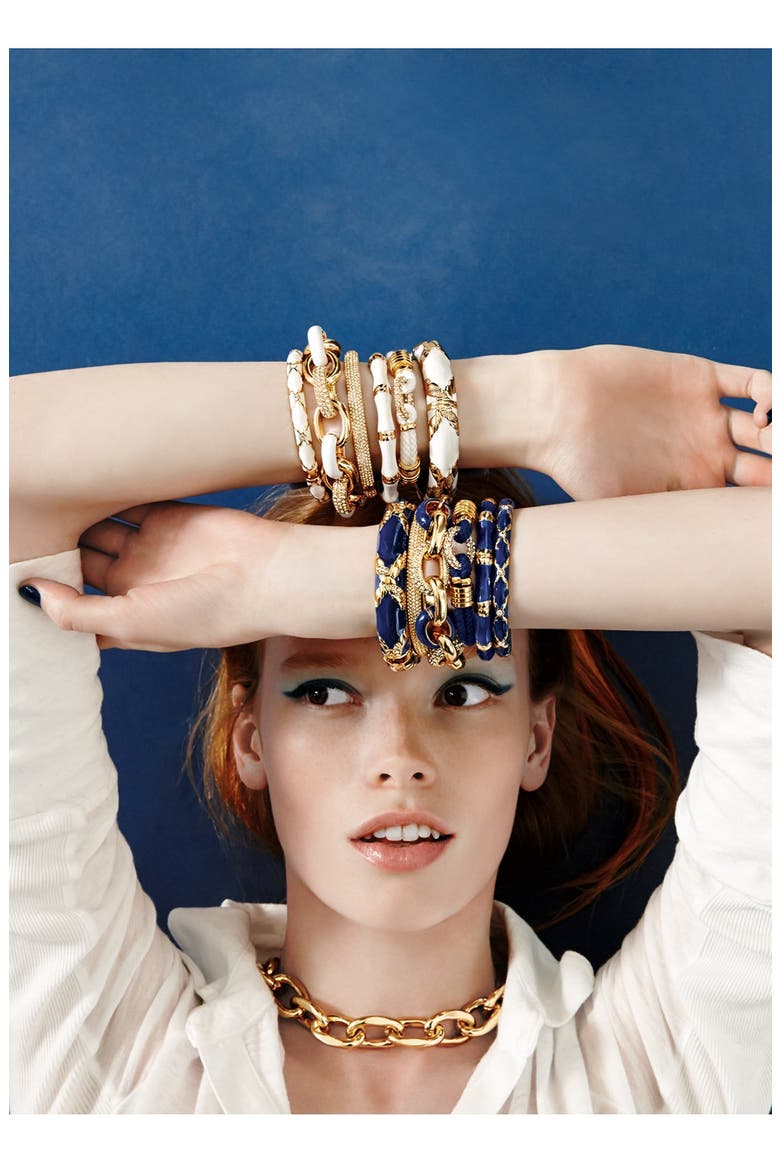 'Yacht Club' Chain Link Toggle Bracelet, Alternate, color, WHITE/ CLEAR/ GOLD
