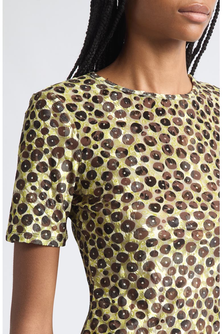 Idyl Print Velvet Devoré Open Back Top, Alternate, color, BROWN