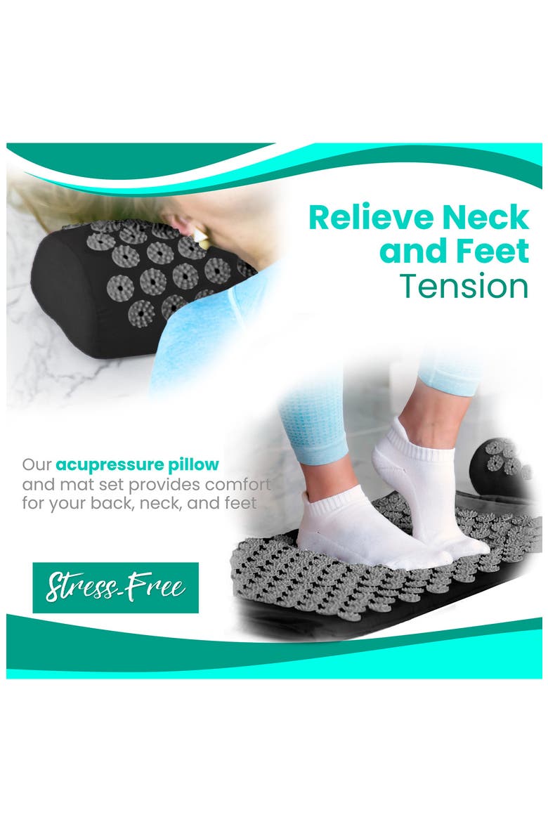 Acupressure Mat & Pillow Set, Alternate, color, BLACK
