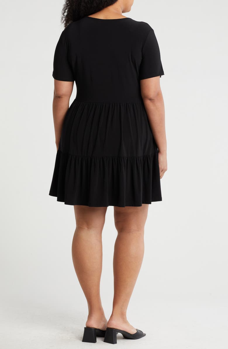 TASH AND SOPHIE Short Sleeve Babydoll Dress, Alternate, color, Black