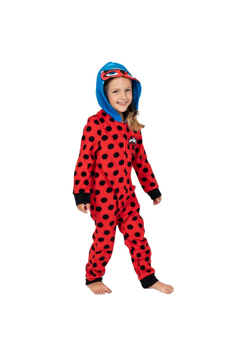 Ladybug Cosplay Fleece One Piece Pajamas, Alternate, color, Ladybug Red