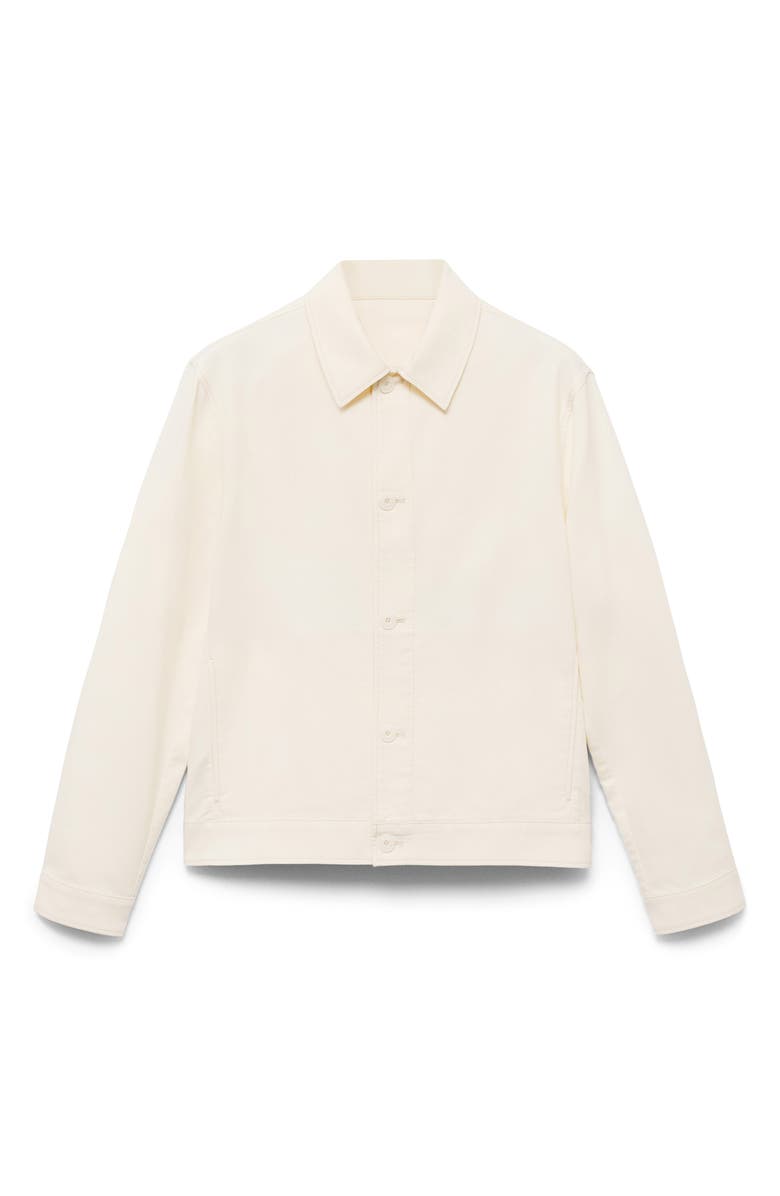 MANGO Straight Cotton Blend Jacket, Alternate, color, Ecru