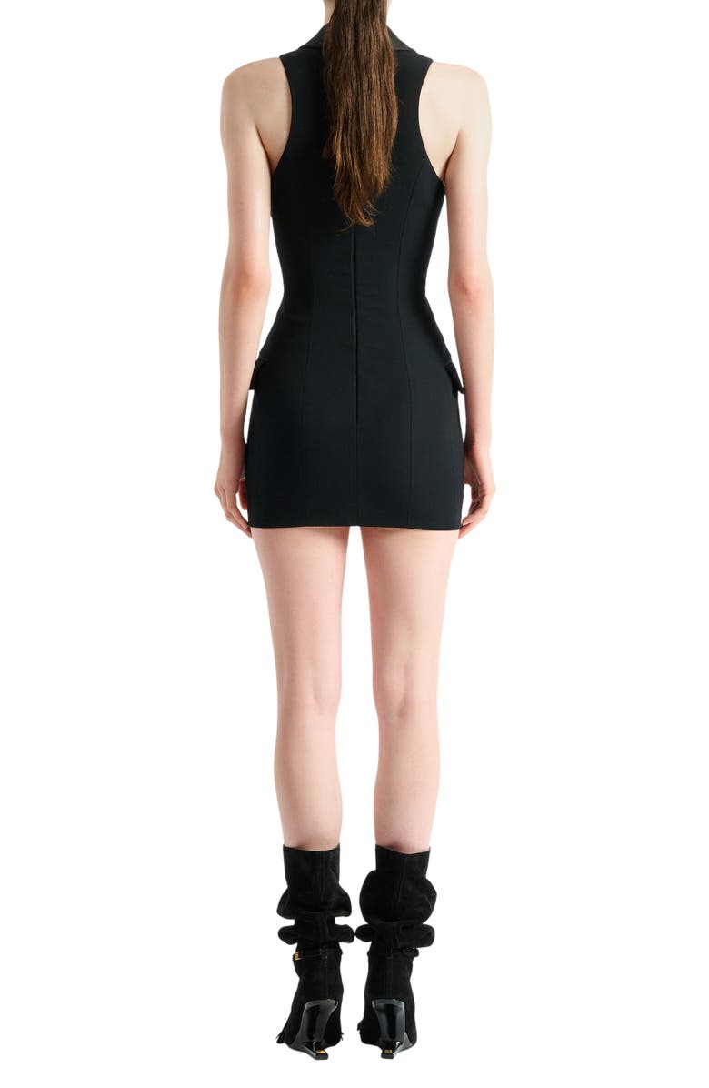 Balmain Short belted dress, Alternate, color, Black
