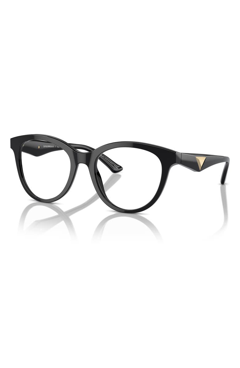 Emporio Armani 52mm Cat Eye Optical Glasses, Alternate, color, Shiny Black / Demo Lens