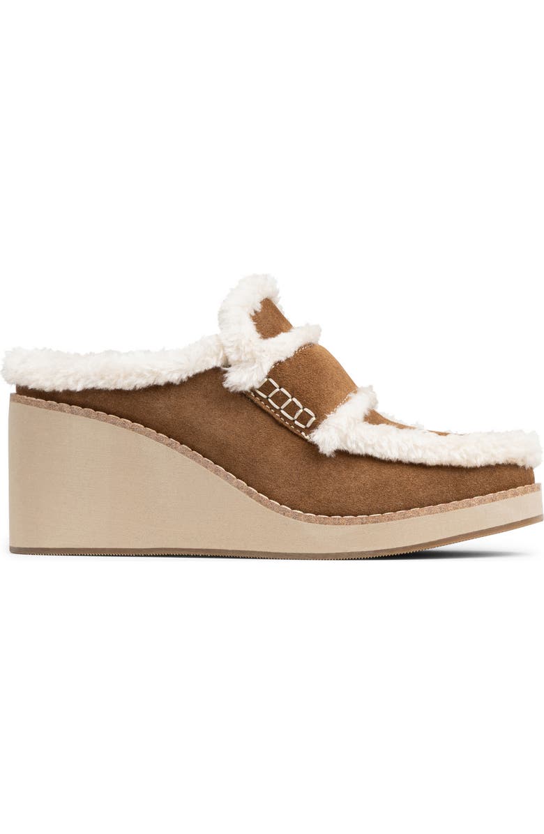 Donald Pliner Faux Shearling Lined Wedge Clog, Alternate, color, Saddle