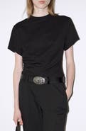 MANGO Gathered Cotton T-Shirt