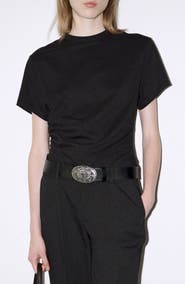 MANGO Gathered Cotton T-Shirt