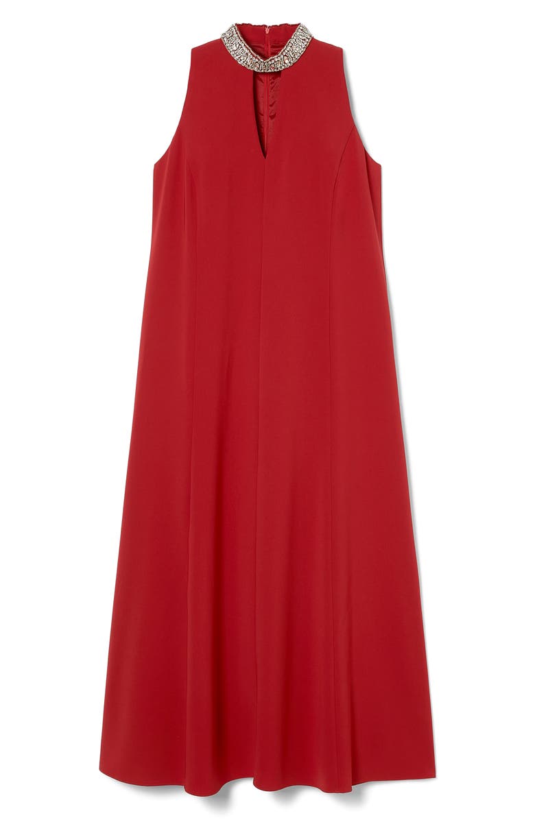 Marina Rinaldi Arte Crystal Detail Swing Dress, Alternate, color, Red