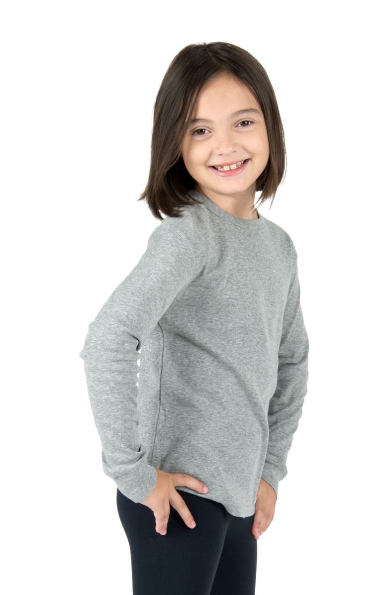 Leveret Kids Long Sleeve T-Shirt, 100% Cotton, Solid Colors, Main, color, Light Gray
