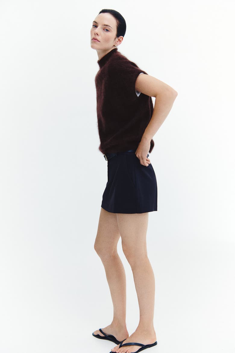 Wool Mock Turtleneck Sweater Vest, Alternate, color, Dark brown
