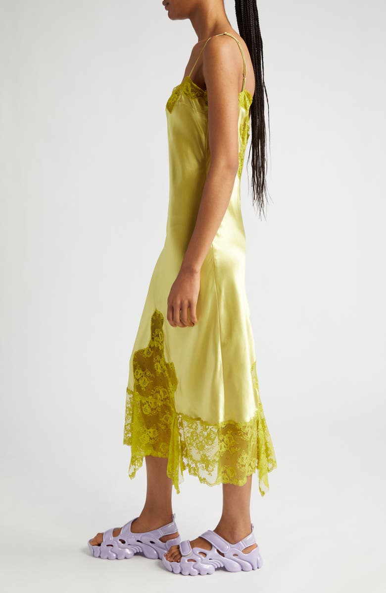 Collina Strada Ammi Lace Detail Handkerchief Hem Satin Slipdress, Alternate, color, 