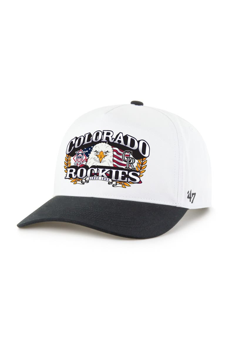 Men's '47 White/Black Colorado Rockies Americana Eagle Hitch Adjustable Hat, Main, color, White
