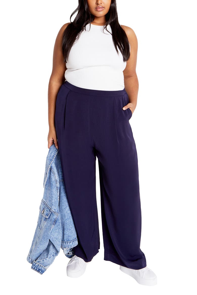 Brigitta Pull-On Wide Leg Pants, Alternate, color, NAVY