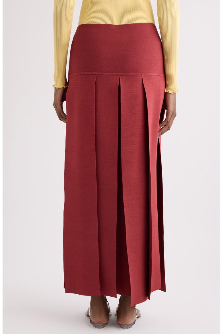 Pleated Sweater Skirt, Alternate, color, ROUGE POMPEI