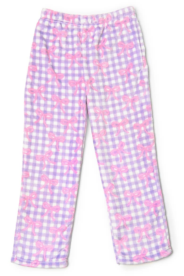 Kids' Bow Print Fleece Pajama Pants, Main, color, LAVENDER