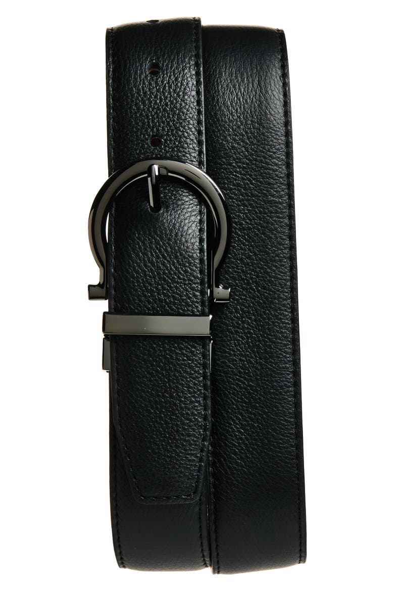 Levi Reversible Horsebit Leather Belt, Main, color, BLACK- BROWN
