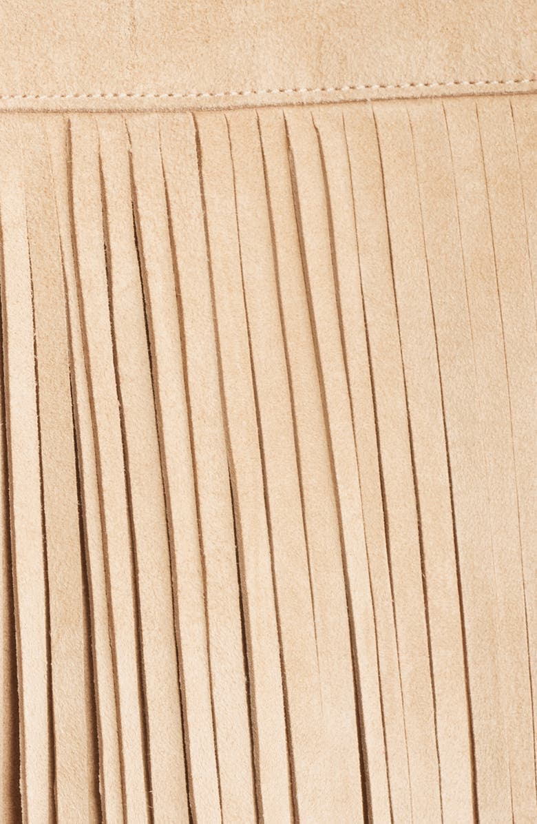 Fleurette Chloe Suede Fringe Jacket, Alternate, color, Camel