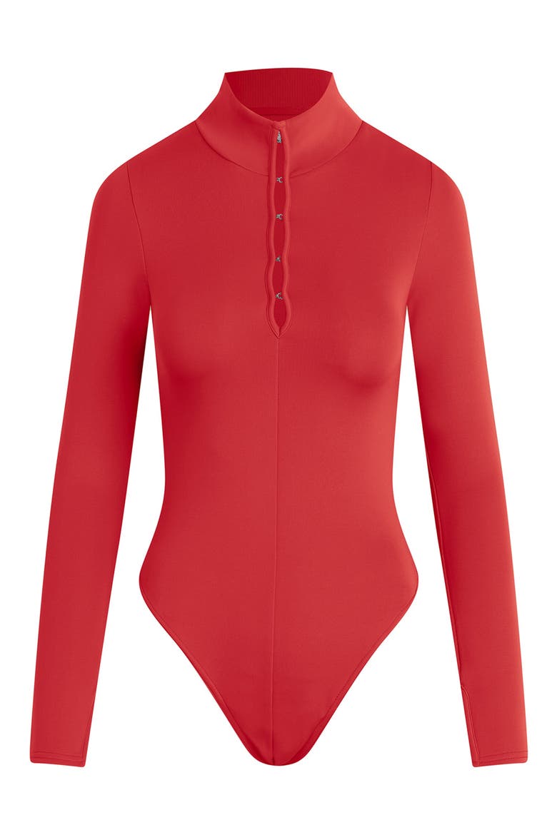 Long Sleeve Bodysuit, Alternate, color, POINSETTIA