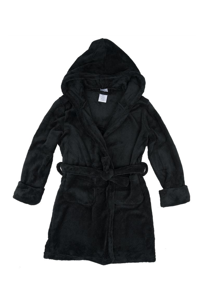 Black Fleece Hooded Robe, Main, color, BLACK