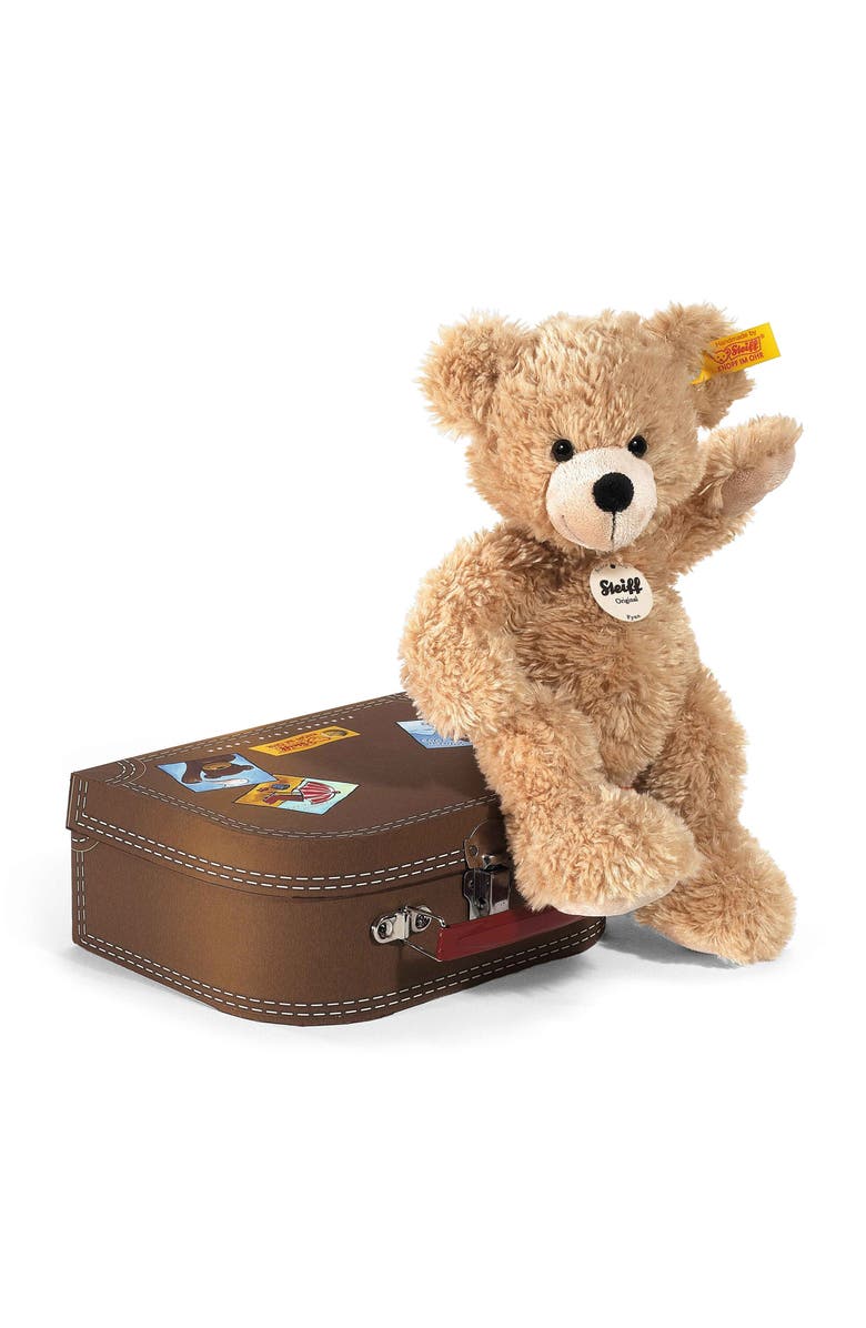 Steiff Fynn Teddy Bear Stuffed Animal & Suitcase, Alternate, color, Beige