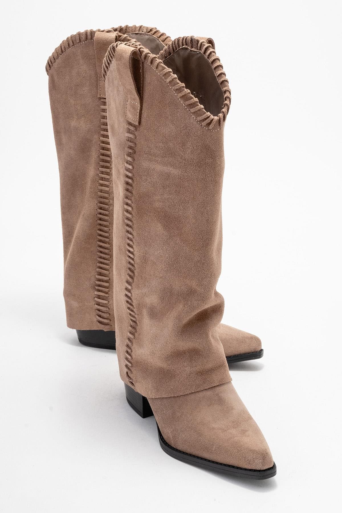 Forever & Always Shoes Clementina Leather Western Boot, Alternate, color, Cognac Suede Leather
