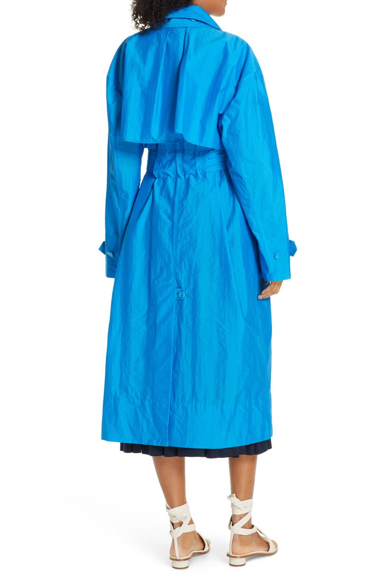 Double Breasted Trench Coat, Alternate, color, TURQUOISE