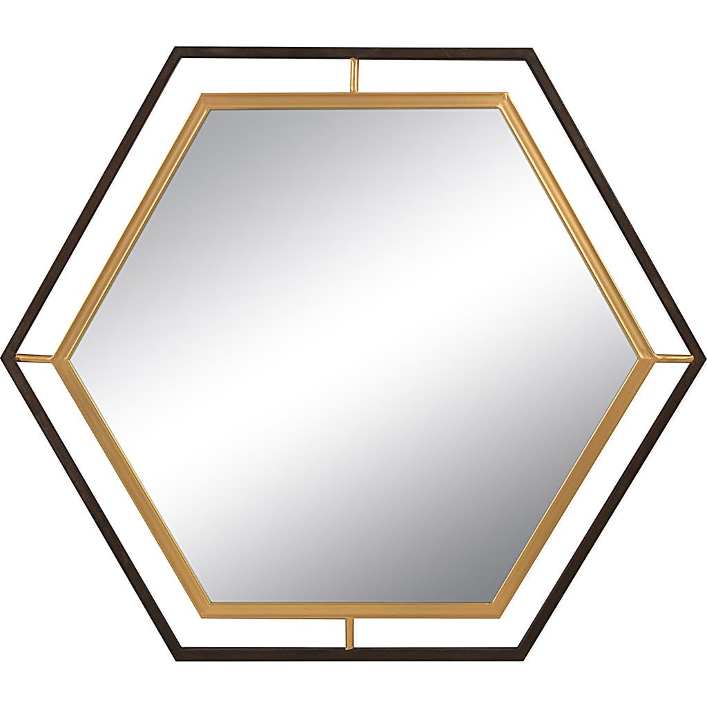 Storied Home Hexagon 2-tone Metal Framed Wall Mirror, Black And Gold In Multi