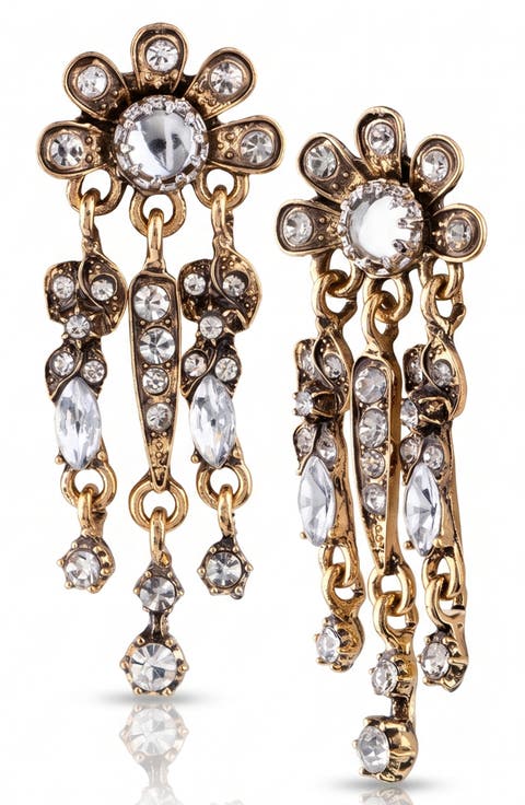 Floral Crystal Chandelier Earrings