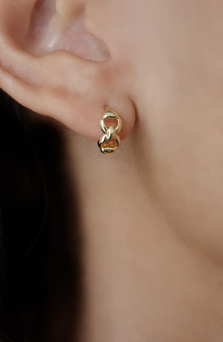 Argento Vivo Sterling Silver Mini Double Equestrian Link Hoop Earrings, Alternate, color, Gold