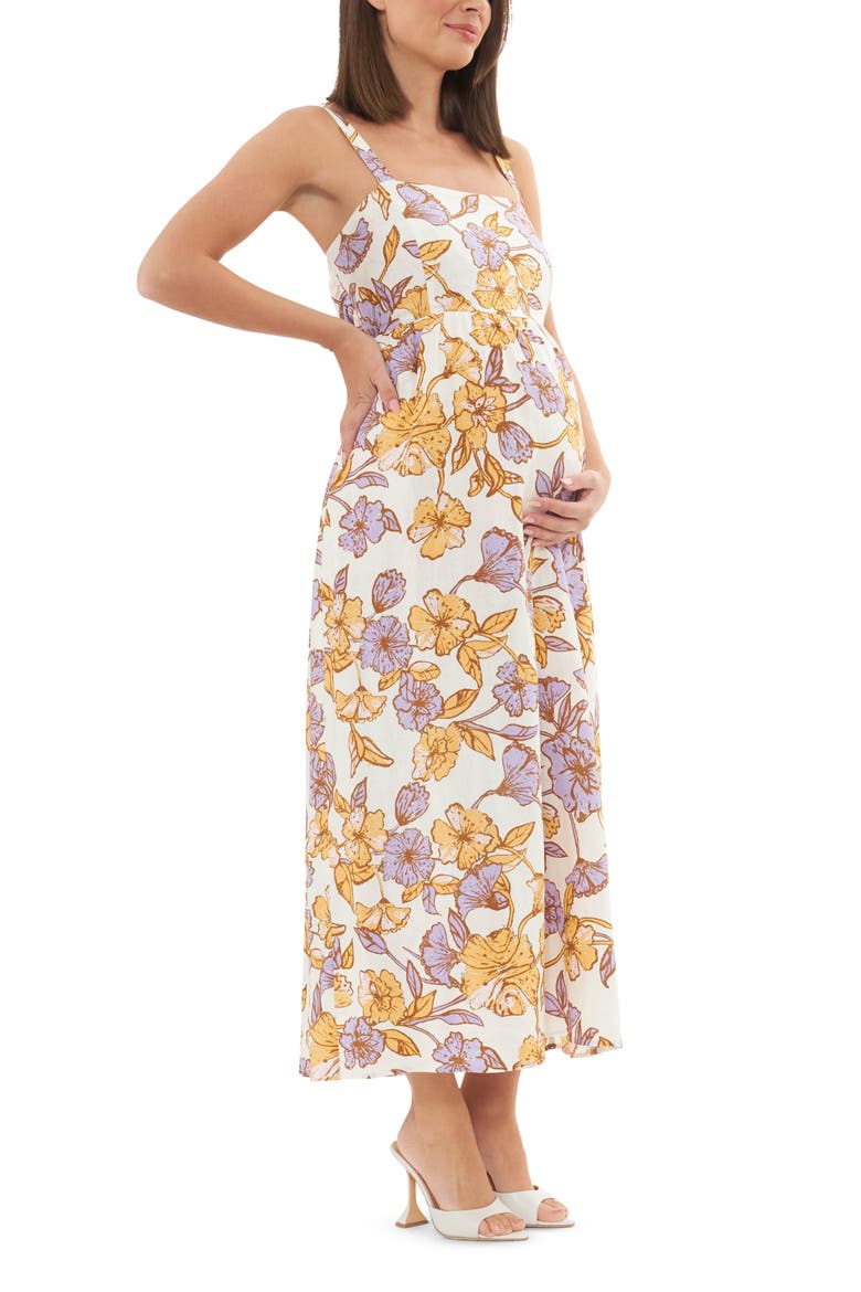 Brook Floral Maternity Sundress, Alternate, color, NATURAL