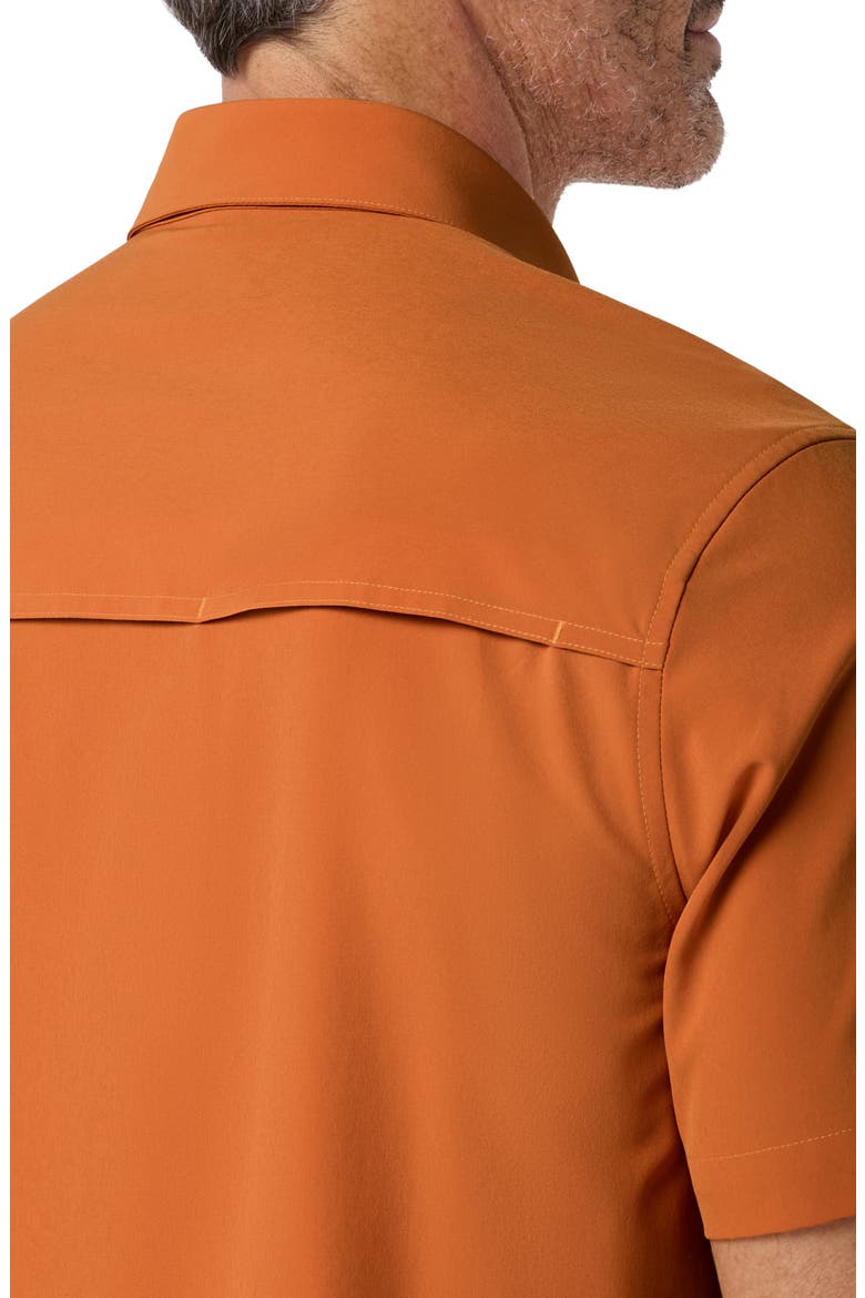 Leeward Tailgate Short Sleeve Button Up Shirt, Alternate, color, BURNT ORANGE
