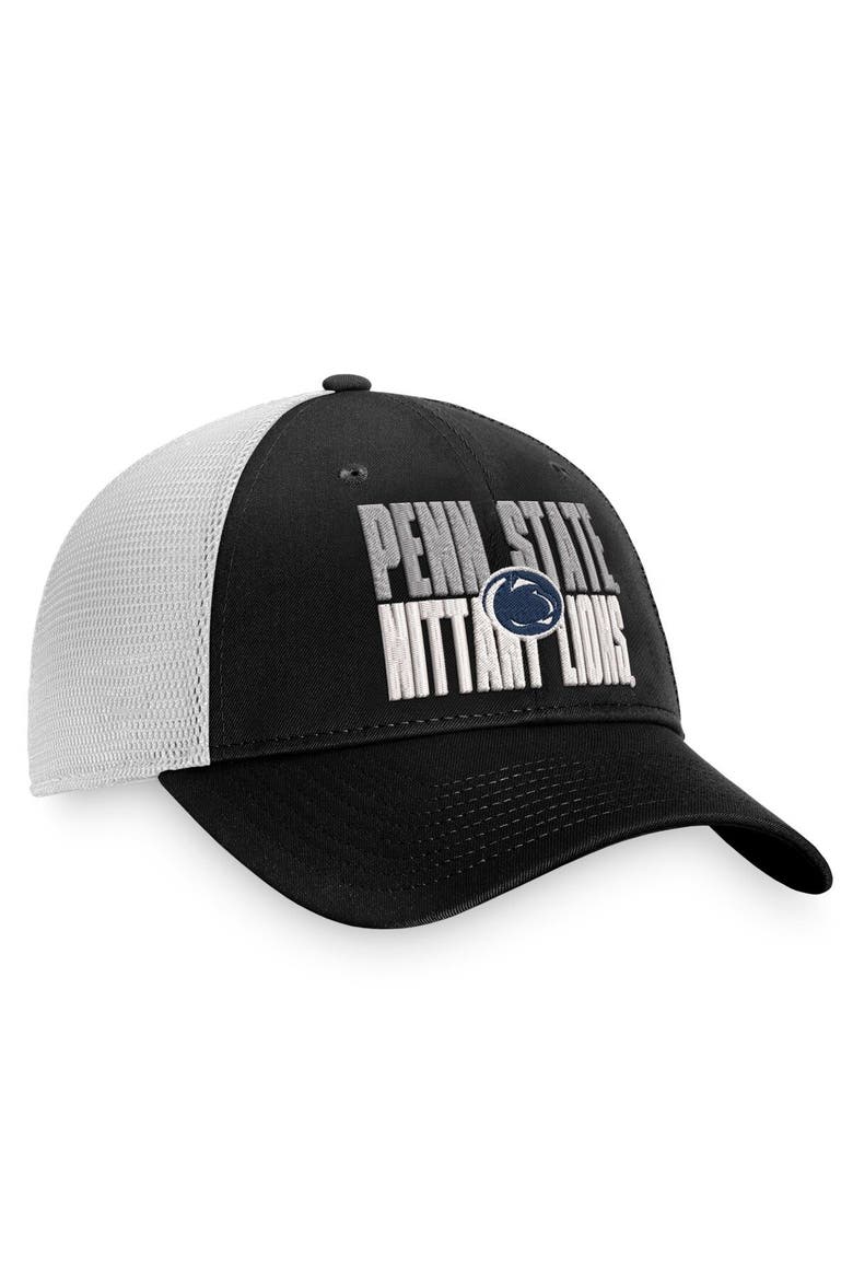 Men's Top of the World Black/White Penn State Nittany Lions Stockpile Trucker Snapback Hat, Alternate, color, Black