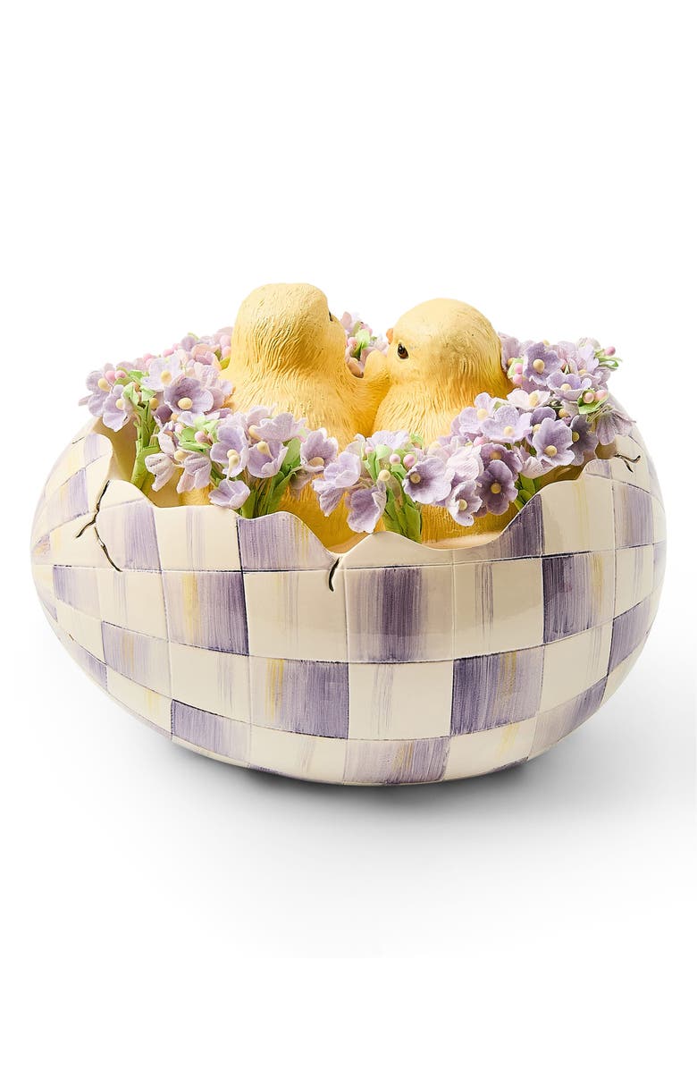 MACKENZIE CHILDS Violet Check Peekaboo Egg Figurine, Alternate, color, Purple