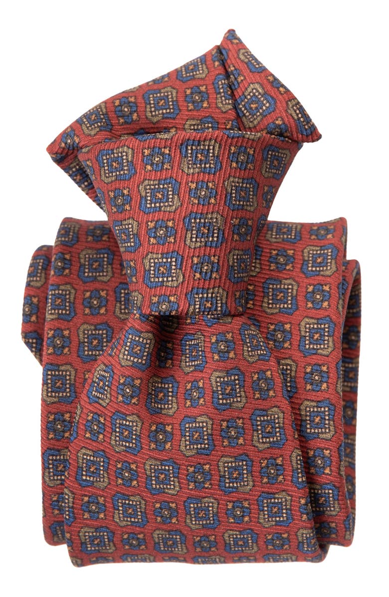 Elizabetta Parma - Extra Long Printed Silk Tie for Men, Alternate, color, Barn Red