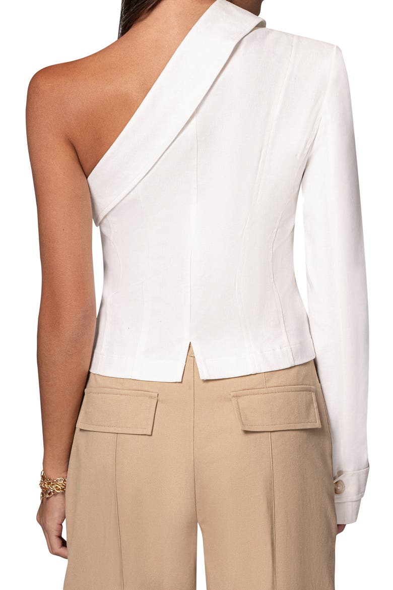 Amal One-Shoulder Blazer Top, Alternate, color, IVORY