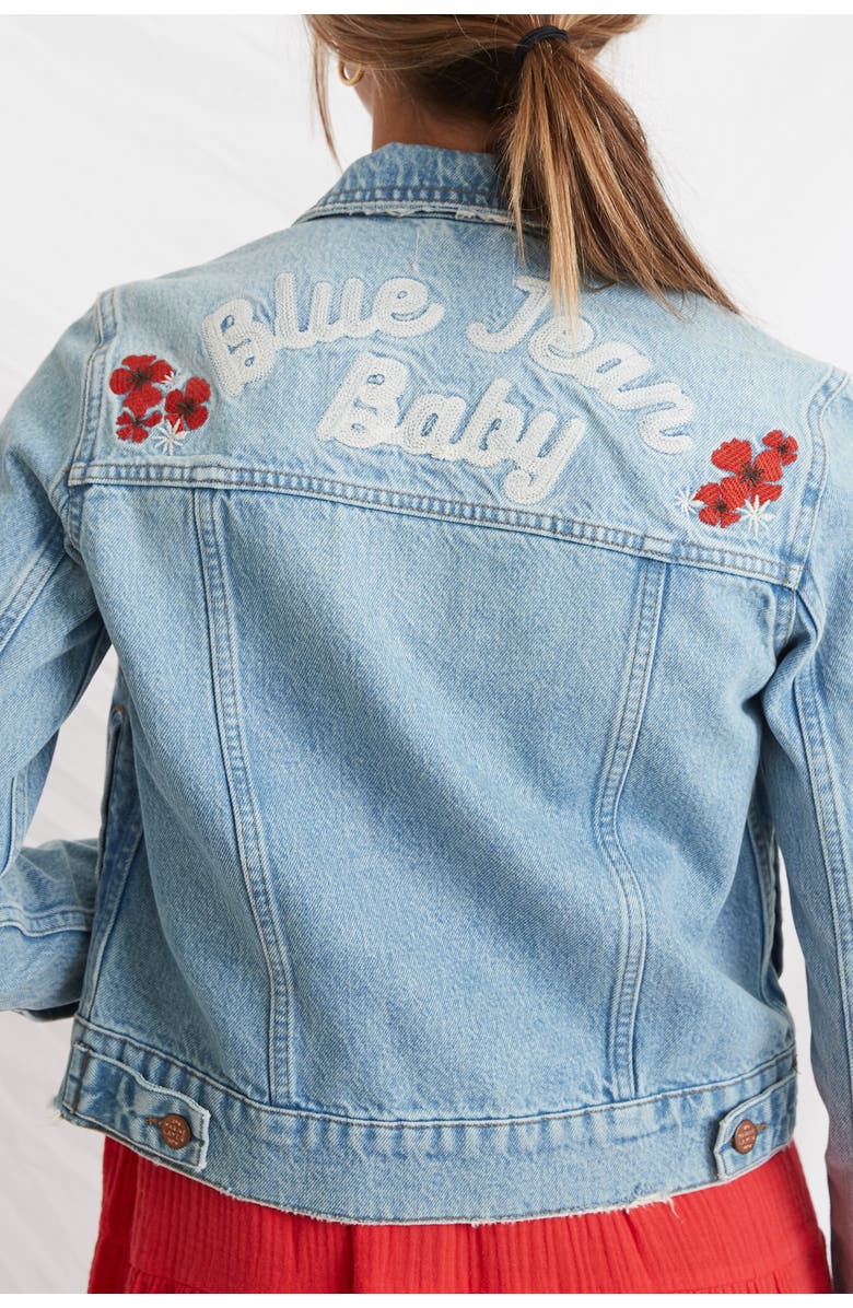 Marine Layer Morta Floral Embroidered Denim Jacket, Alternate, color,