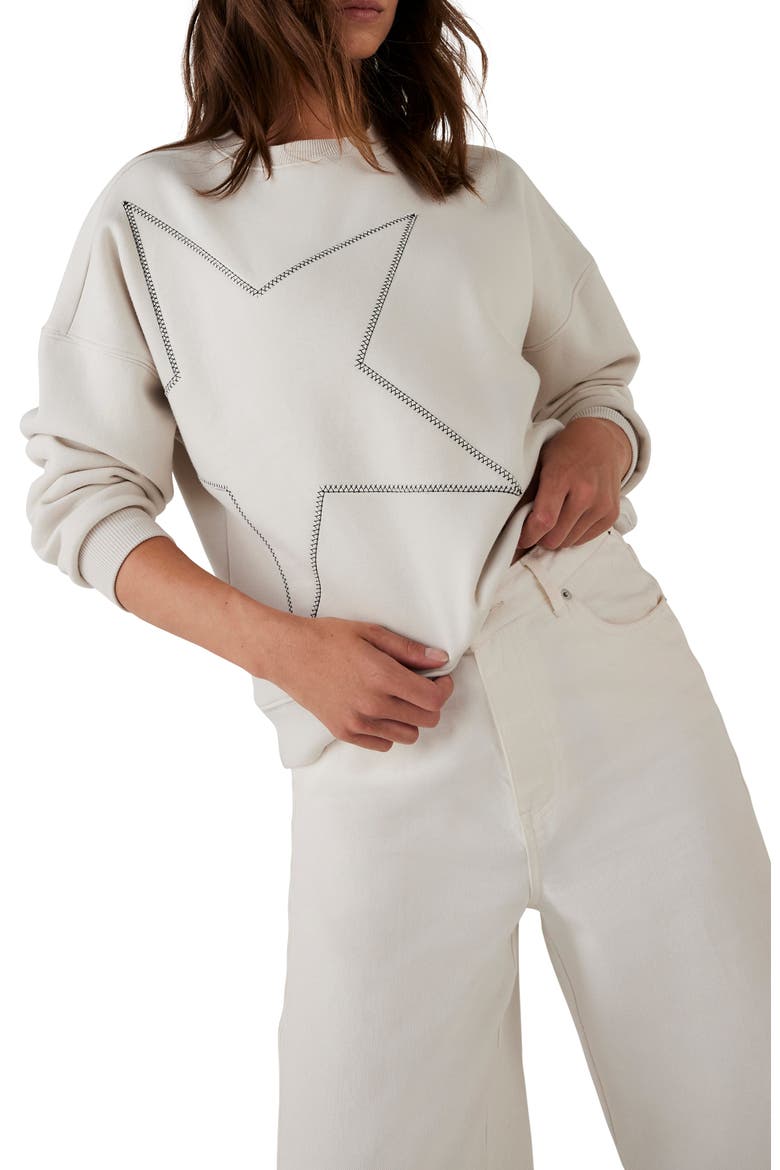 Cotton Blend Star Sweatshirt, Main, color, Ivory