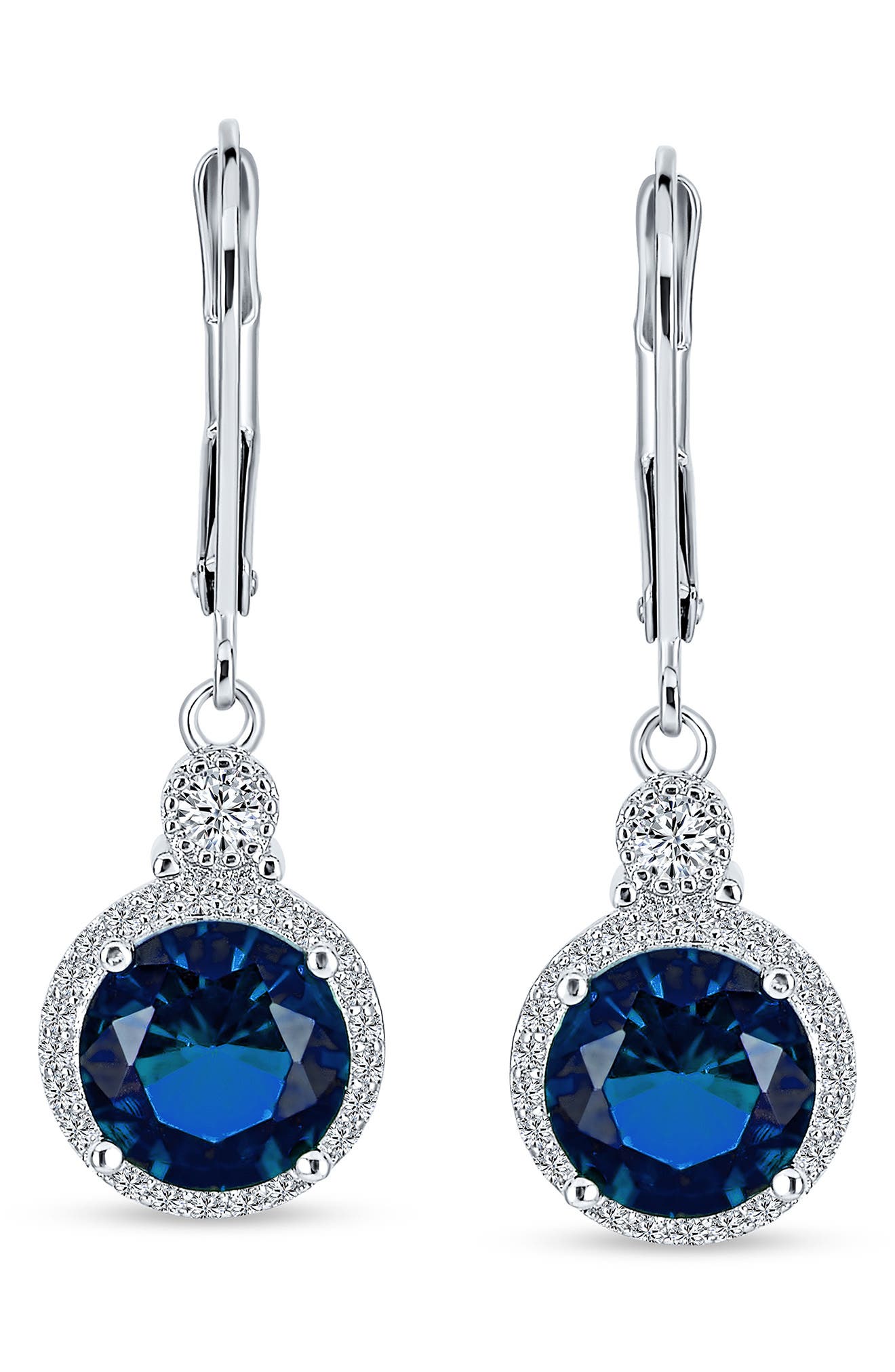 BLING JEWELRY Round Halo CZ Drop Earrings (Women) | Nordstromrack