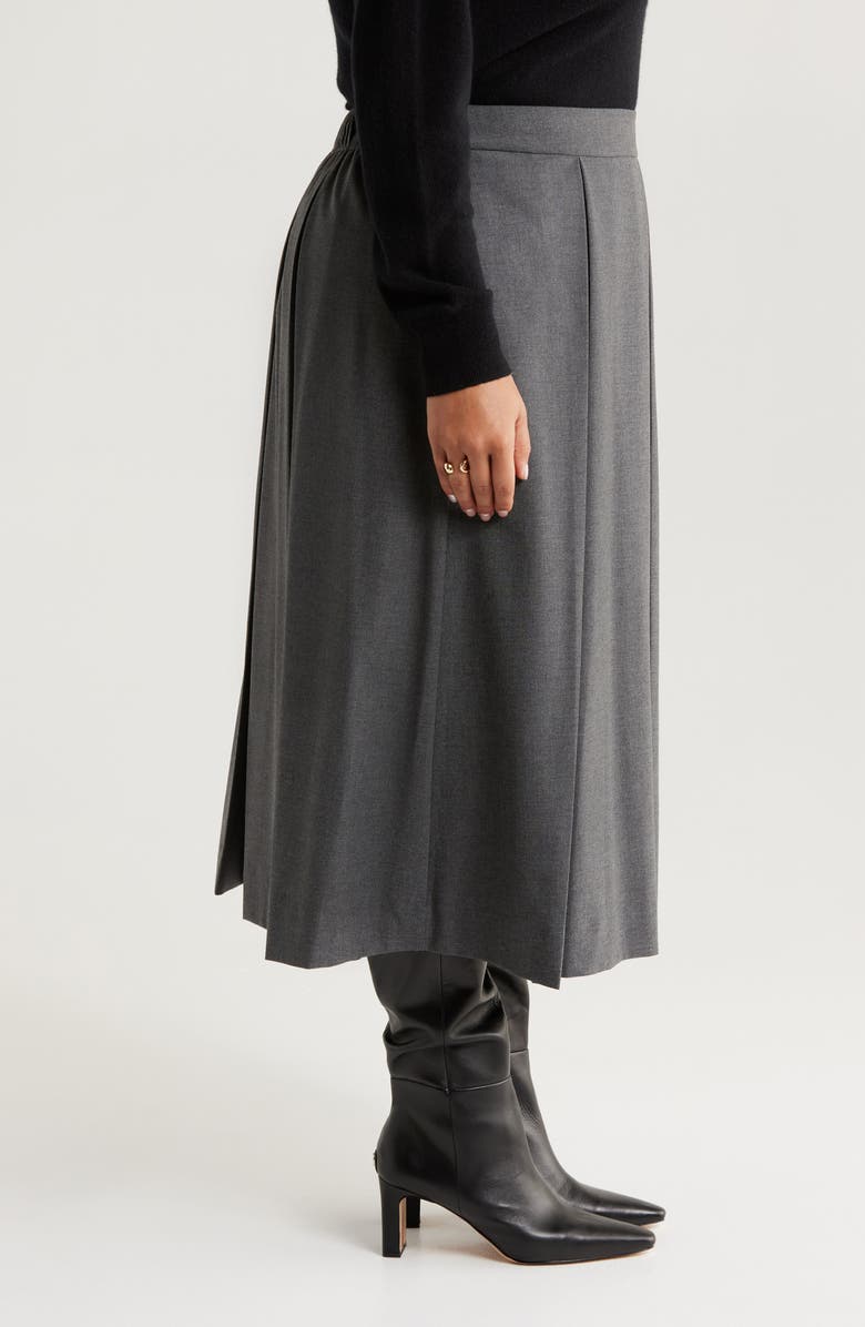 Nordstrom Pleated Midi Skirt, Alternate, color, Grey Dark Heather