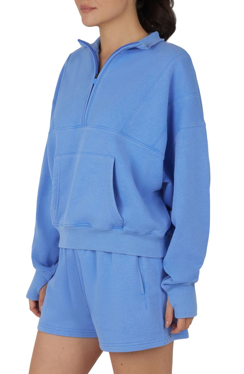 YOGALICIOUS Cozy Retreat Quarter Zip Fleece Pullover & Shorts 2-Piece Set, Alternate, color,