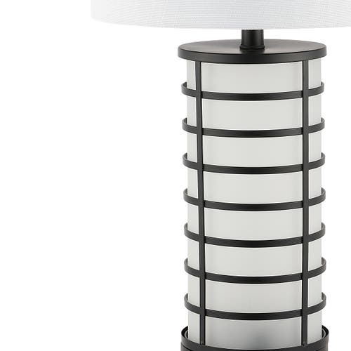 Jonathan Y Jayce 27in Modern Industrial Iron Nightlight Led Table Lamp With Usb Charging Port In Black/white