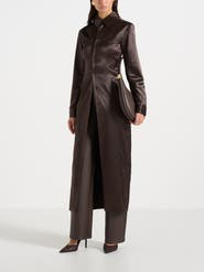 Manière De Voir Etta Crinkled Satin Midaxi Shirt Dress