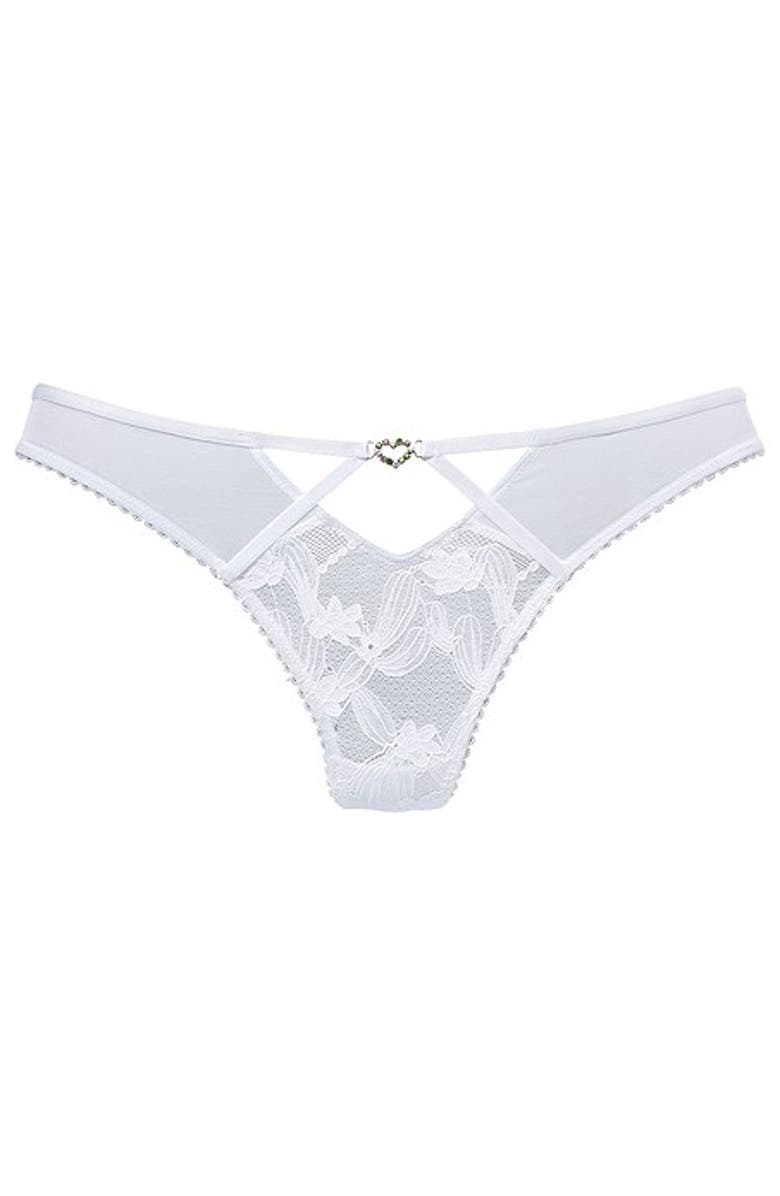 LASCANA Rhinestone Lace Thong, Main, color, White