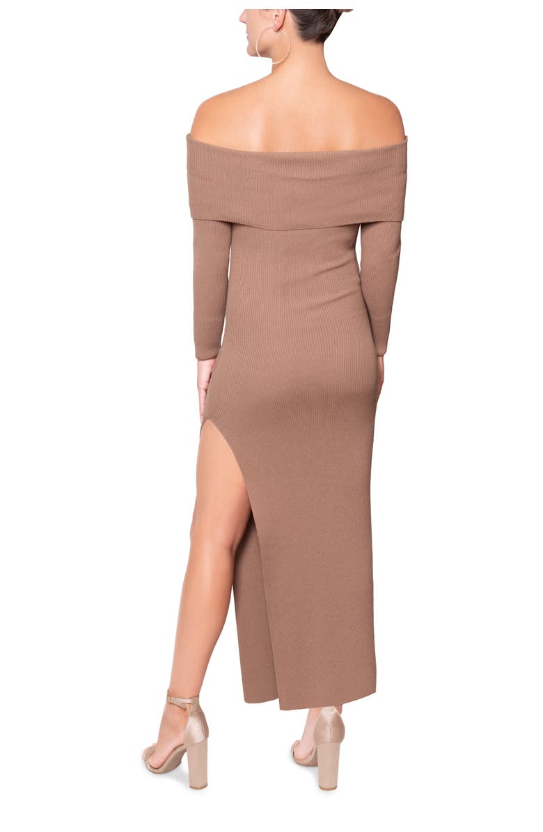 RACHEL Rachel Roy Delia Off the Shoulder Sweater Maxi Dress, Alternate, color, Almond