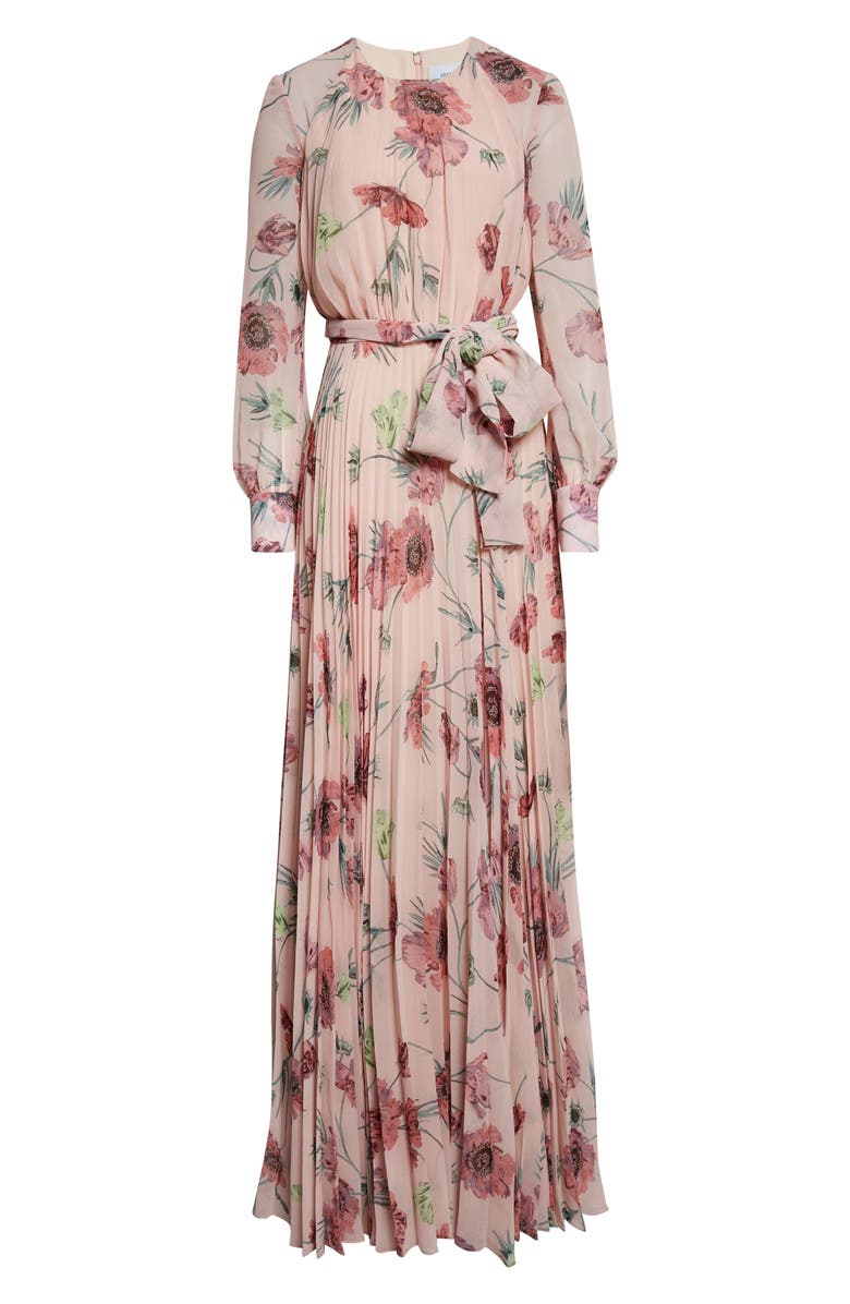 Erdem Floral Long Sleeve Pleatable Voile Gown, Alternate, color, Belle Epoque Poppy Blossom